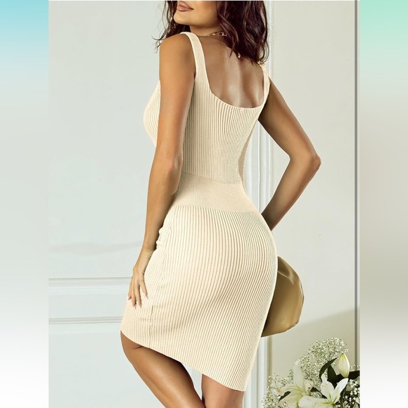 Casual Square Neck Ribbed Knit Sleeveless Sundress Sexy Bodycon Mini Dre…
8035 - Picture 2 of 5